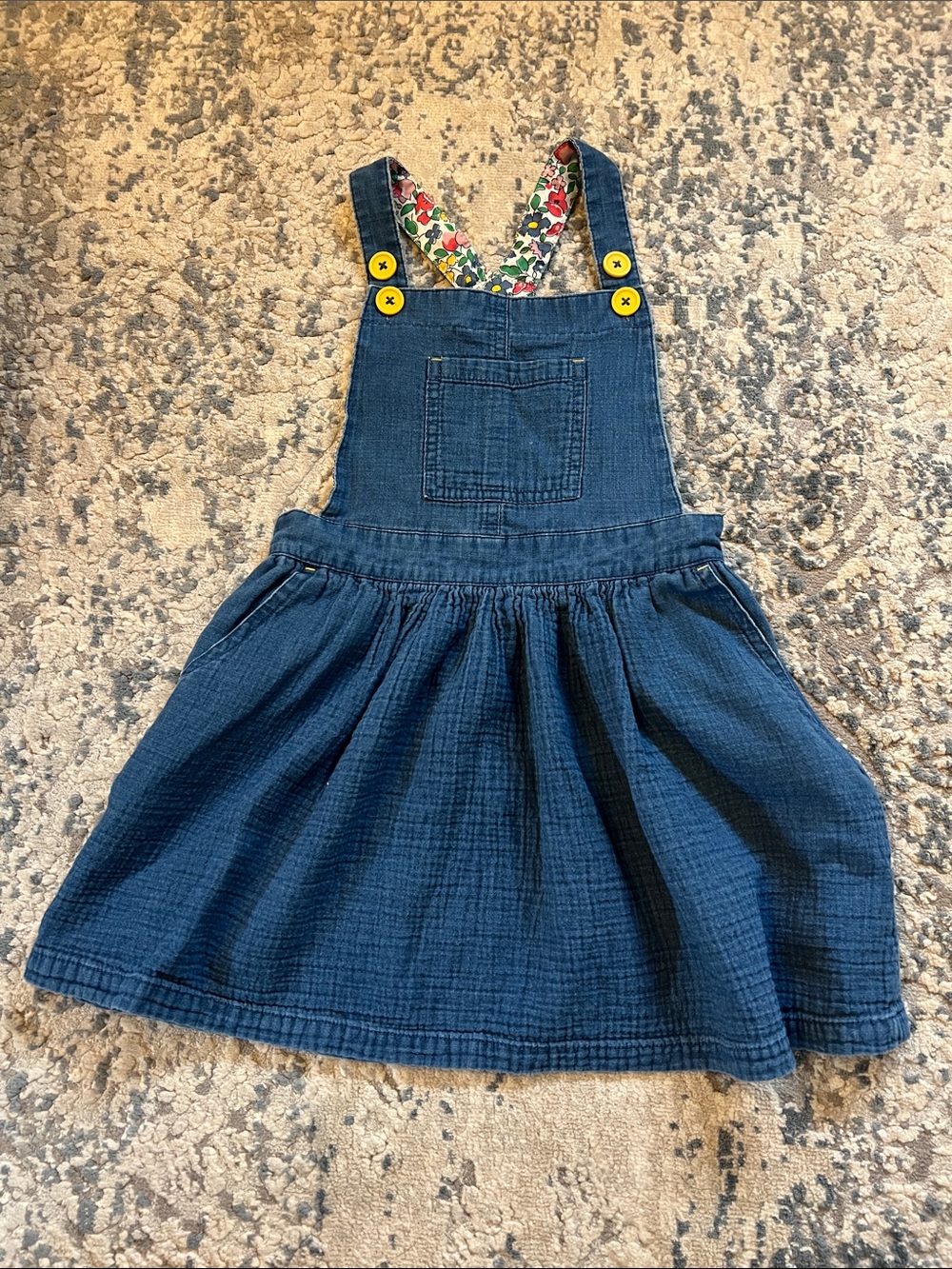 Mini Boden Navy Blue Jumper with Floral Lined Straps